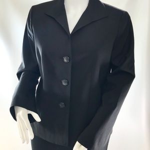 Lafayette 148 Petites Black Stretch Wool Blazer 10